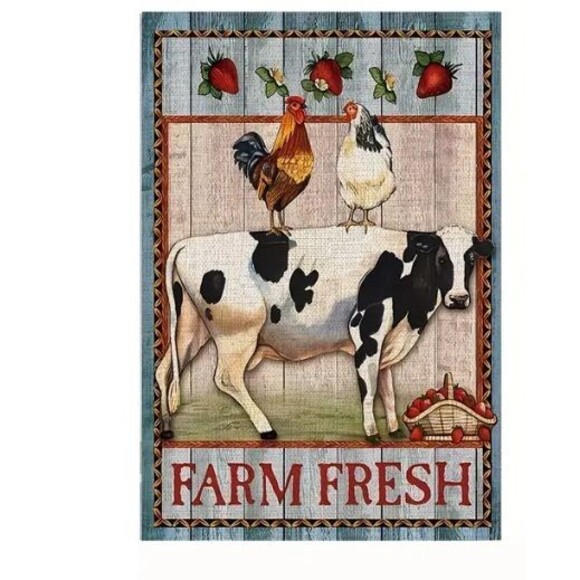 Unbranded Other - Garden Flag 12x18in Double sided Burlap Farm Fresh